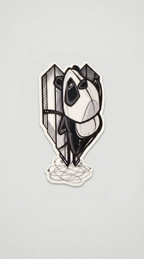 Original black and white Peep the Panda die-cut sticker