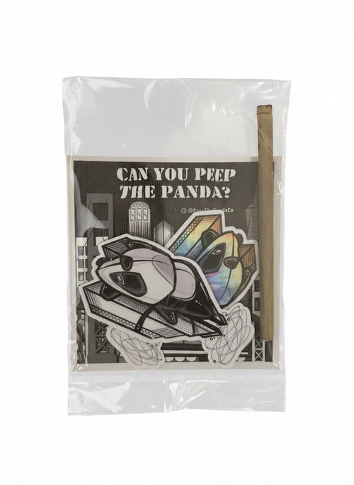 PEEP 001 Founding Edition pack with Can You Peep the Panda card, two Peep stickers, and bamboo