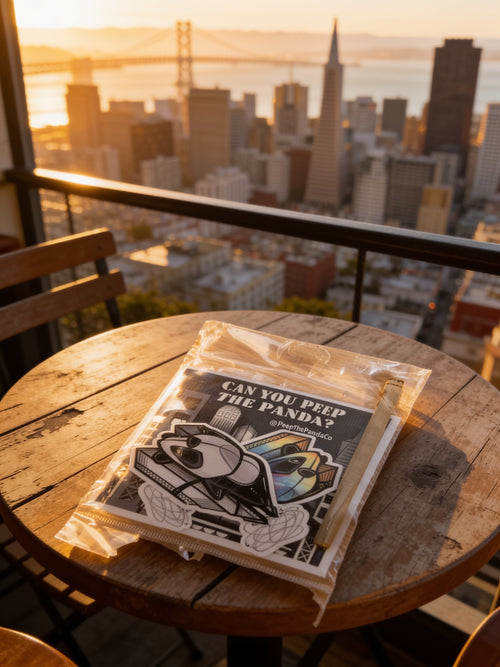 PEEP 001 Founding Edition pack photographed in San Francisco at golden hour